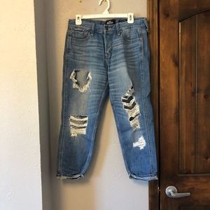 Distressed boyfriend jeans